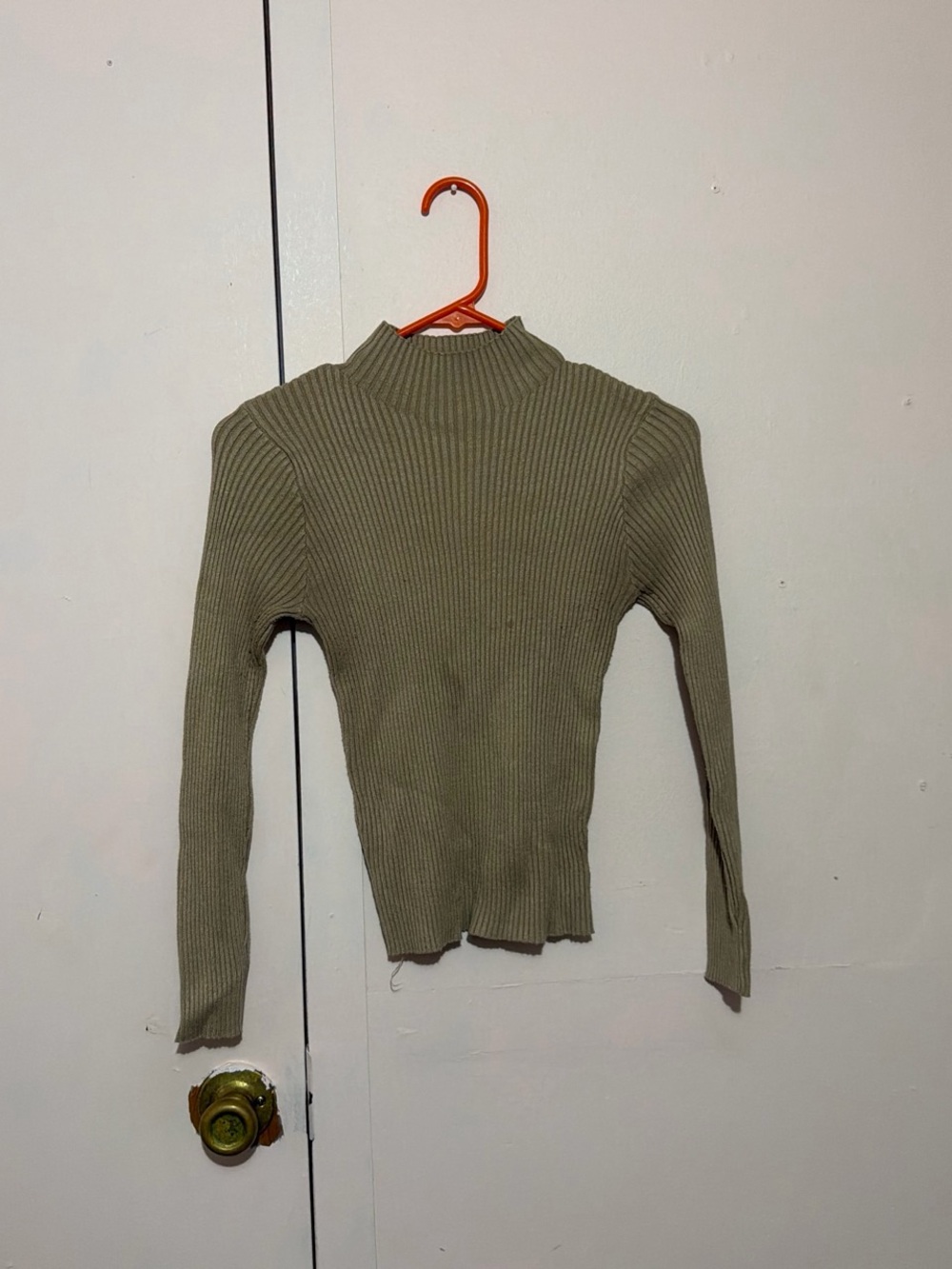 Ambiance Olive Ribbed Mock Neck Top